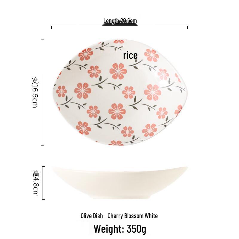 Japanese Style Hand-Painted Ceramic Boat Serving Dish
