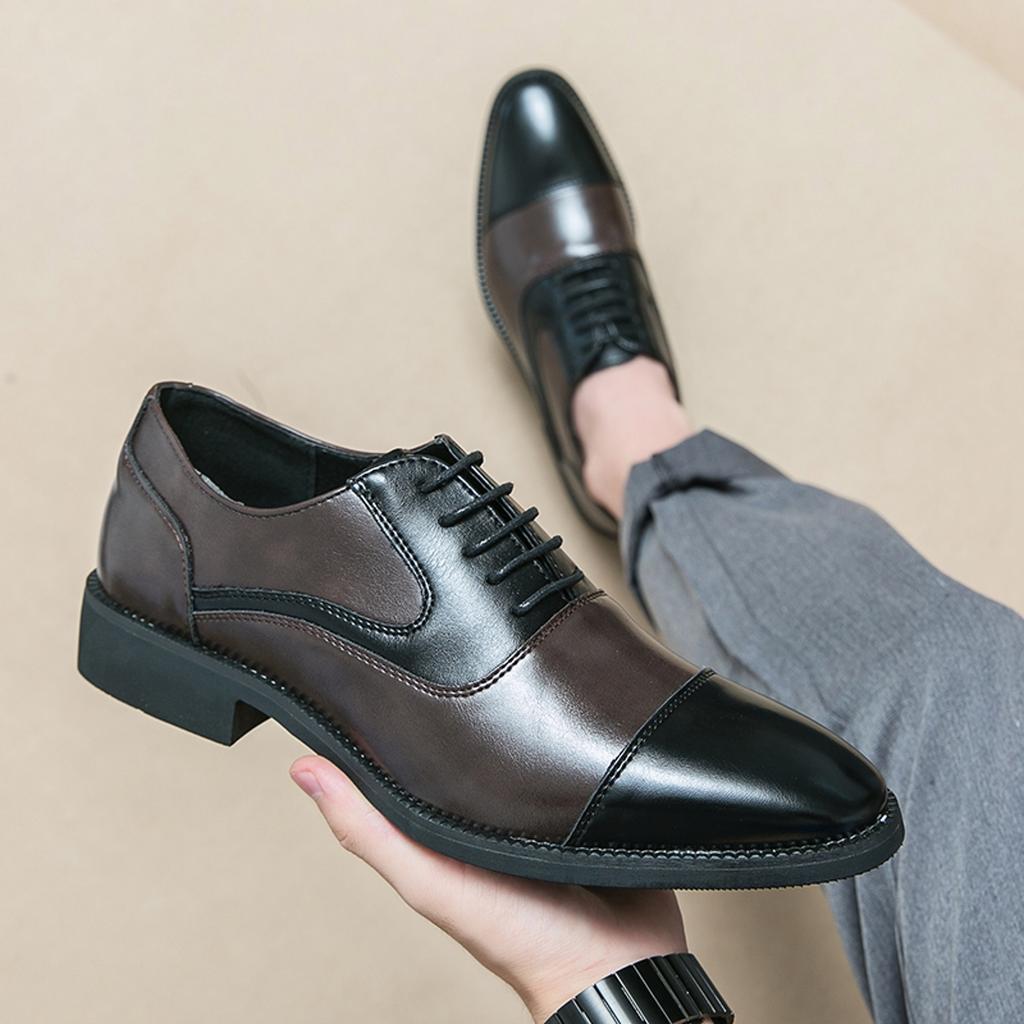 Italian  Mens Oxford Shoes Classic Leather Formal Footwear Pointed Toe Dress Brogue Flats Business Men Wedding Shoes Gents Shoes