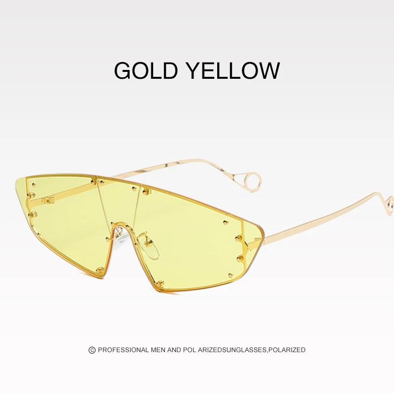 

2020Fashion Eye protection Sunglasses Women Irregular Mirror Pink Lens Rivet glasses Vintage Sunglass For Women Men UV400