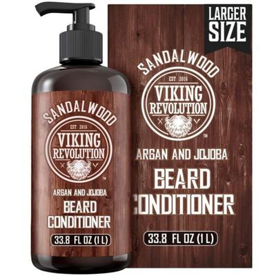 Viking Revolution Beard Wash Conditioner Set con olio di Argan e Jojoba - Shampoo con fragranza di sandalo naturale potenziata 17oz