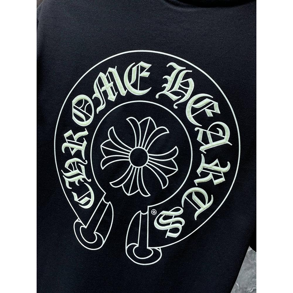 8702 CHROME HEARTS Summer New High Quality Cotton Round Neck Loose Large Size Men's and Women's T-shirt Couple T-shirt