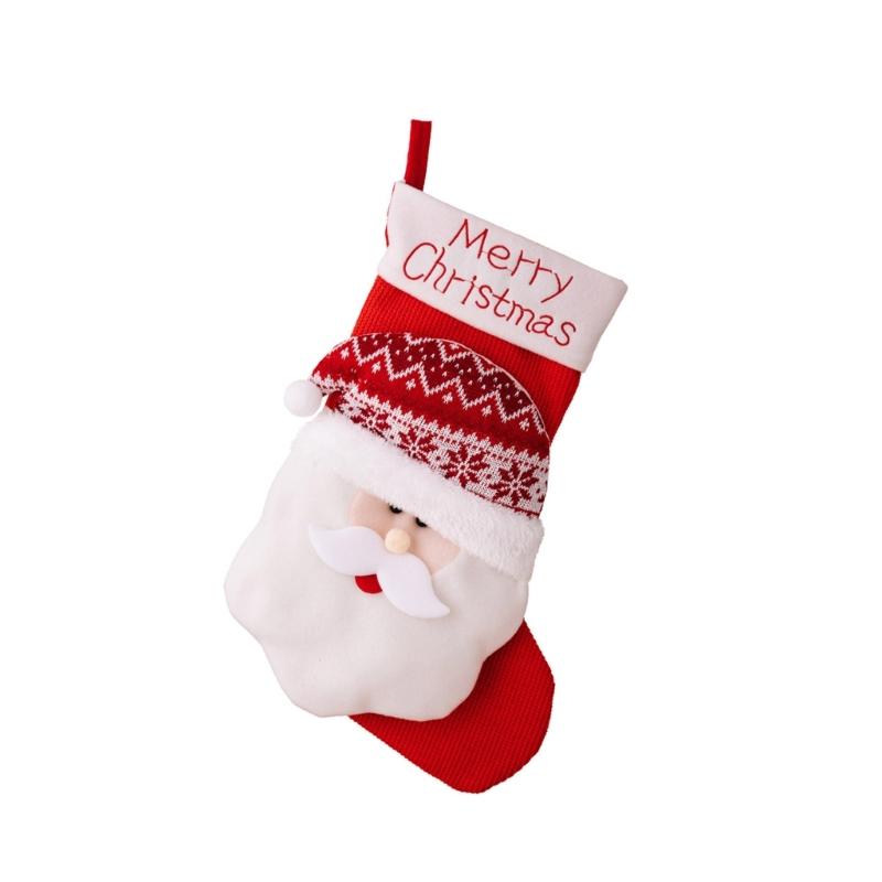 Present Bags Large Santa Head/Snowman/Elk Christmas Stockings for Family Holiday Celebration Indoor Outdoor Decoration