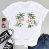 Summer New Shortsleeved Tshirt with Swan and Butterfly Print Patterns Roundneck Top Made of Modal Fabric Women Clothing