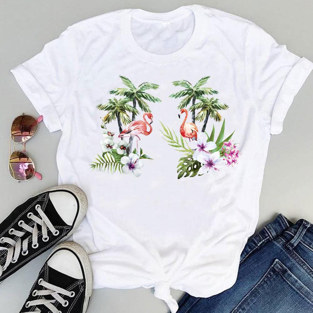 Summer New Shortsleeved Tshirt with Swan and Butterfly Print Patterns Roundneck Top Made of Modal Fabric Women Clothing
