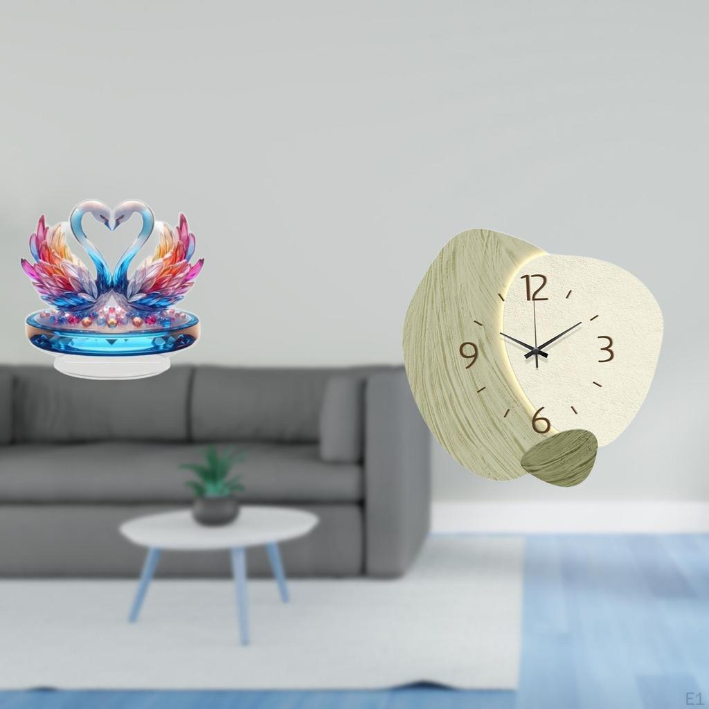 Acrylic Swan Sculpture Table Centerpiece Flat Cabinet Bookshelf Office Ornament with Silent Cartoon