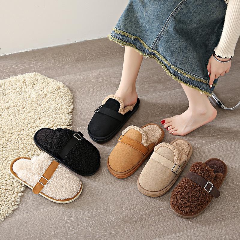 Fashion Winter Warm Women Slippers Simple Velvet Slippers for Outer Wear 2025 Autumn/Winter Cotton Trailers Winter Fashion Women's Shoes
