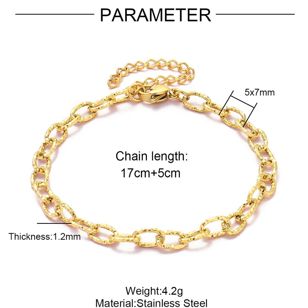 5pcs/Lot 17-22cm Gold Plated Stainless Steel Paperclip Cross Link Chain Bracelet Women Handmade DIY Charm Jewelry Making