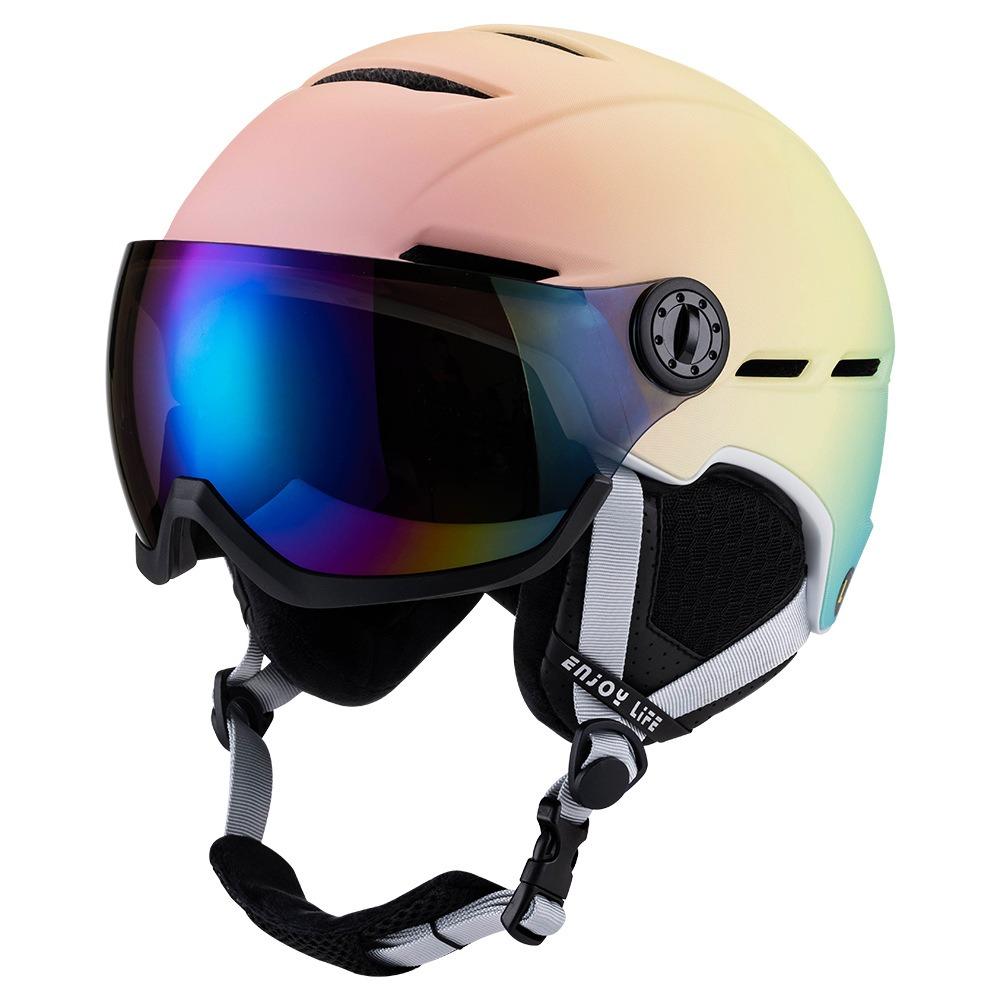 Snow Goggles Integrated Gradual Change Color Ski Helmet Winter Outdoor Skiing Equipment Adult Snow Helmet