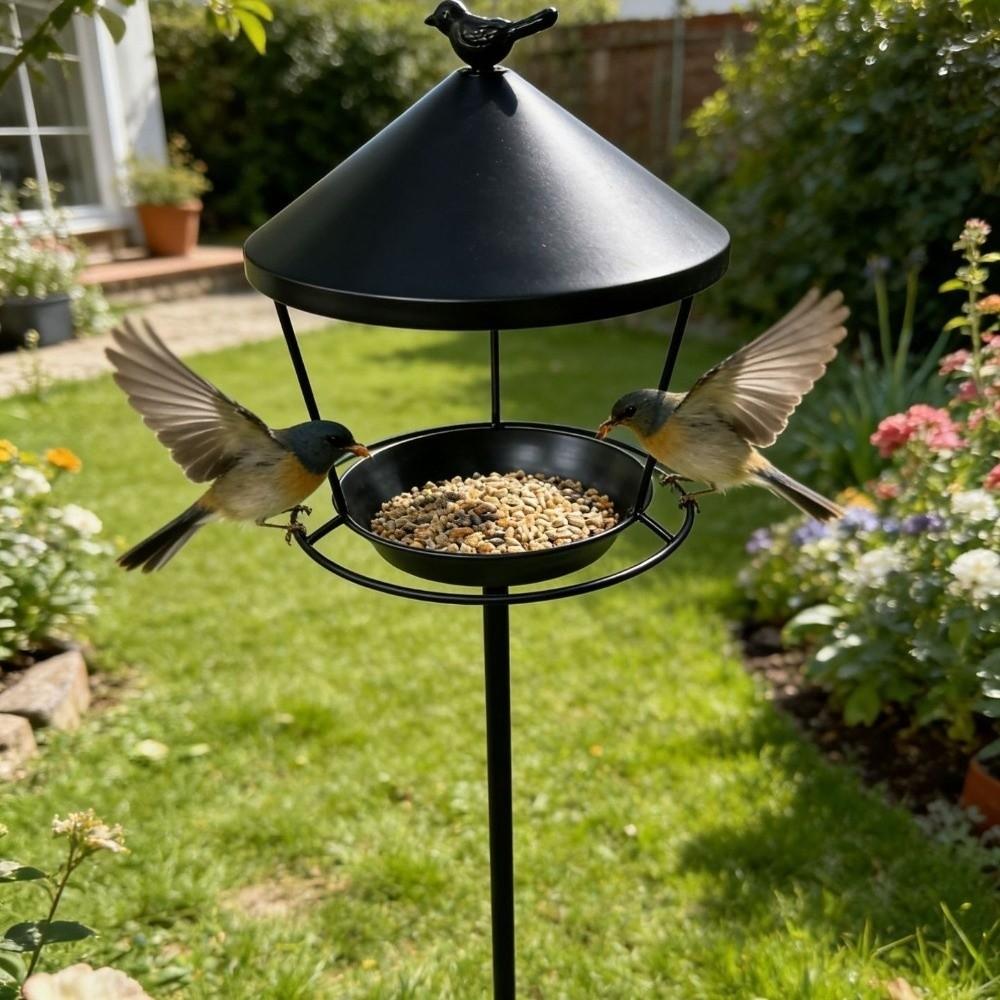 Anti-Waste Wild Feeding Station Spill Guard Outdoor Bird Bath Standing Bird Feeder Yard