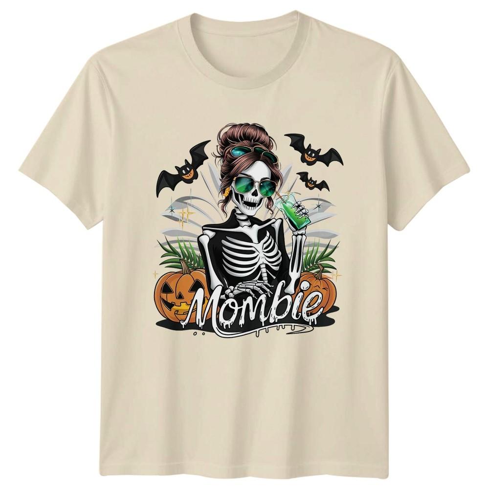 Mombie Halloween Skeleton Mom Graphic Tee Unisex T Shirt Holidays Events