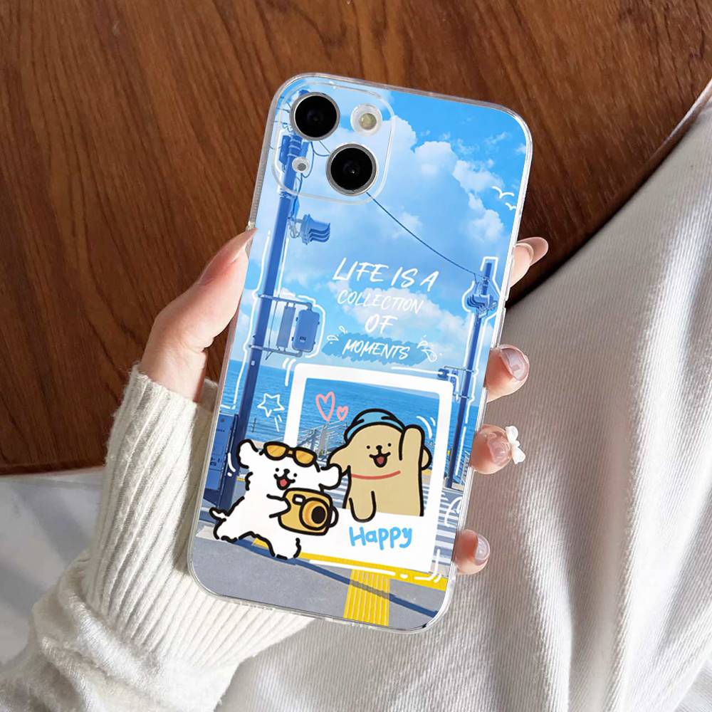 Maltese Cute Line Puppy Dog For IPhone 17 16 15 14 13 12 11 Pro Max Plus Transparent Soft TPU Phone Cover