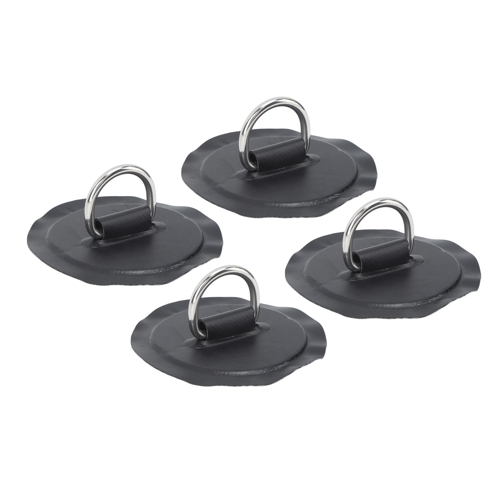 

4PCS D Ring Patch PVC Round Shape Strong Stainless Steel D Ring Pad for Boat Raft Paddle Board Black чёрный
