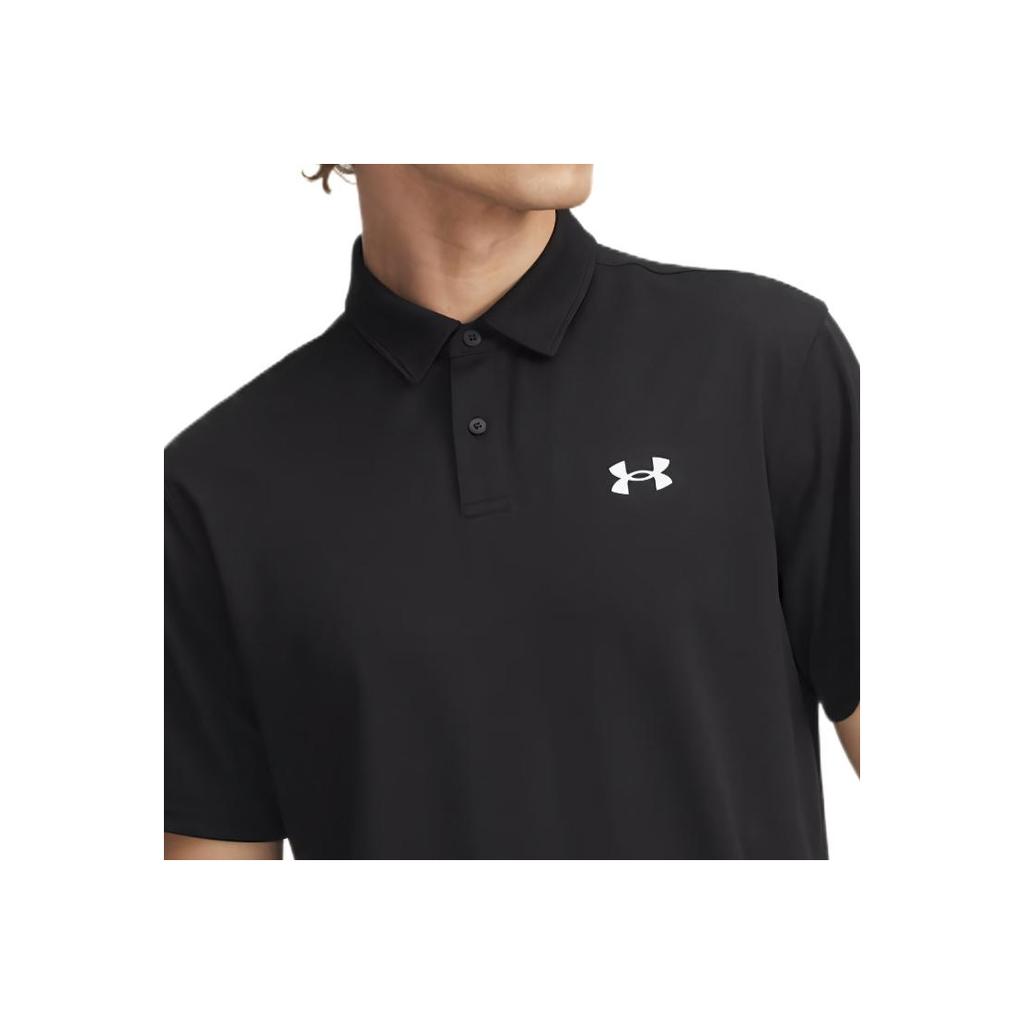 Under Armour Pique Comfortable Stylish Simple Versatile Short Sleeve Polo Shirt Men tops Black 1390123-001