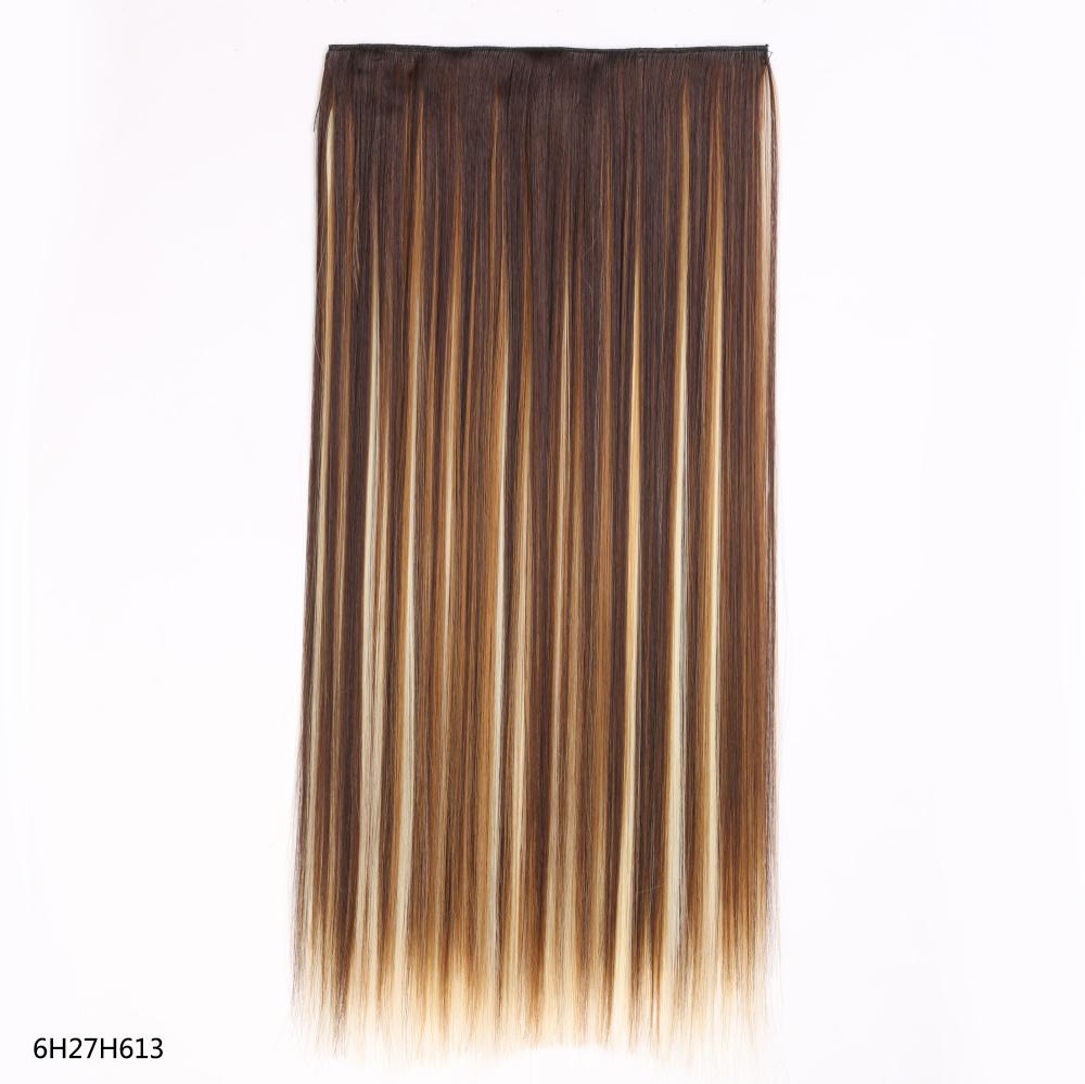 Synthetic Hair Extension Clip Ins One Piece With 5clips Long Straight Hair Brown Blonde Color For Women Daily Use