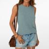 Summer New Women's Solid Color Sleeveless Knit T-Shirt Casual Round Neck Tank Top