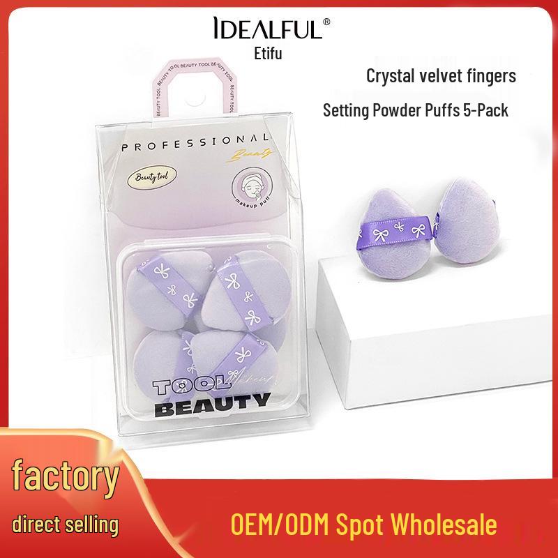 

Crystal Velvet Makeup Thumb Puffs: Wet/Dry Use, Non-Absorbent for Setting Powder - Girls Beauty Tool Set
