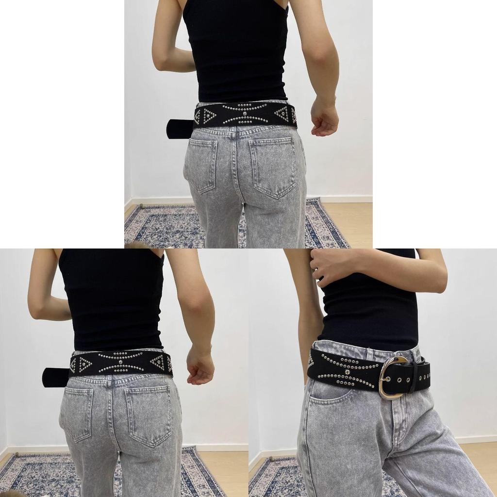 Punk Rock Wide Belt With Rivets For Women Fashion Accessory