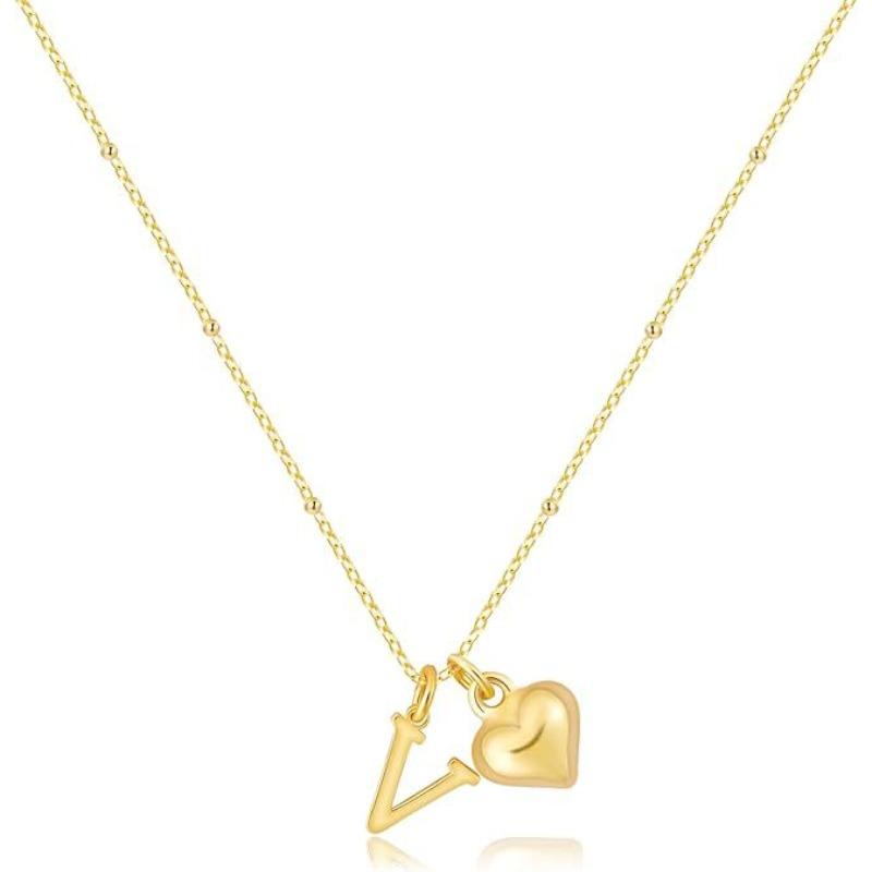 Fashion Luxurious Style 26 Letter Heart Necklace - Gold Plated - Simple and Versatile Women's Necklace