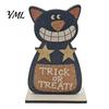 Natural Craftsmanship Gifts Cute Halloween Black Cat Pumpkin Skull Decor, Vintage Boo Wooden Sturdy Decorative Accents Signs, Tabletop Decoration for