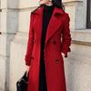 Winter Overcoat Solid Color Mid-calf Length Formal Long Sleeves Wear-resistant Keep Warm Business Double-breasted Coat Lady Coat for Prom