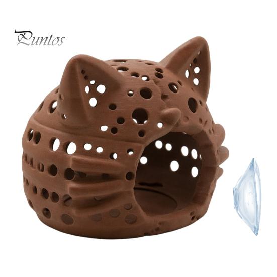 Aquarium Landscaping Decor Shrimp Cave, Cat Head Fish Hideout with Suction Nano Tank Cup, Decorative Cave for Betta Tanks Non-toxic