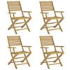 VidaXL Lot de 4 Chaises Pliables de Jardin, Sièges avec Dossier, Meubles de Patio Terrasse Extérieur, Moderne, Bois Massif 365738