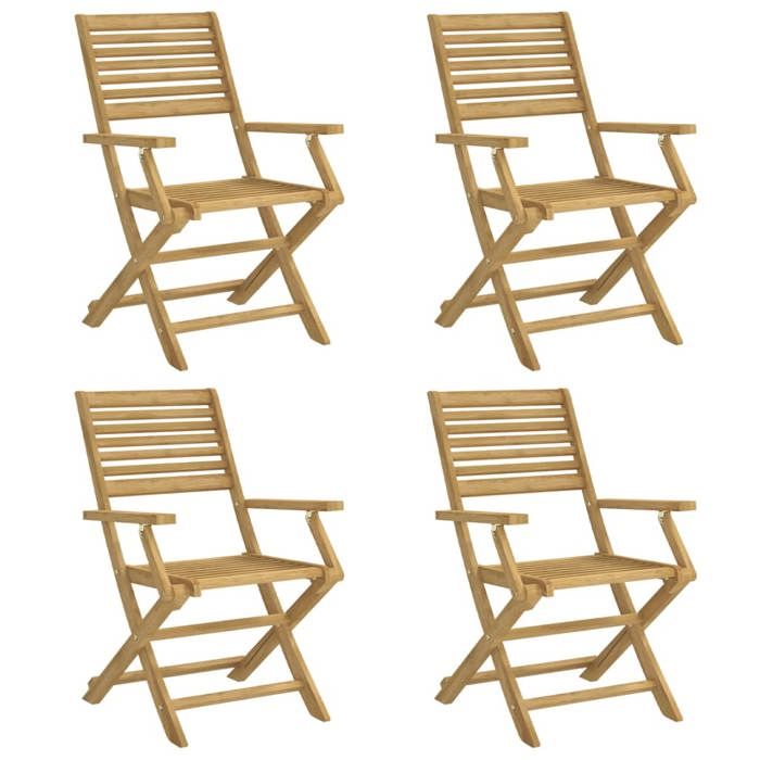 VidaXL Lot de 4 Chaises Pliables de Jardin, Sièges avec Dossier, Meubles de Patio Terrasse Extérieur, Moderne, Bois Massif 365738