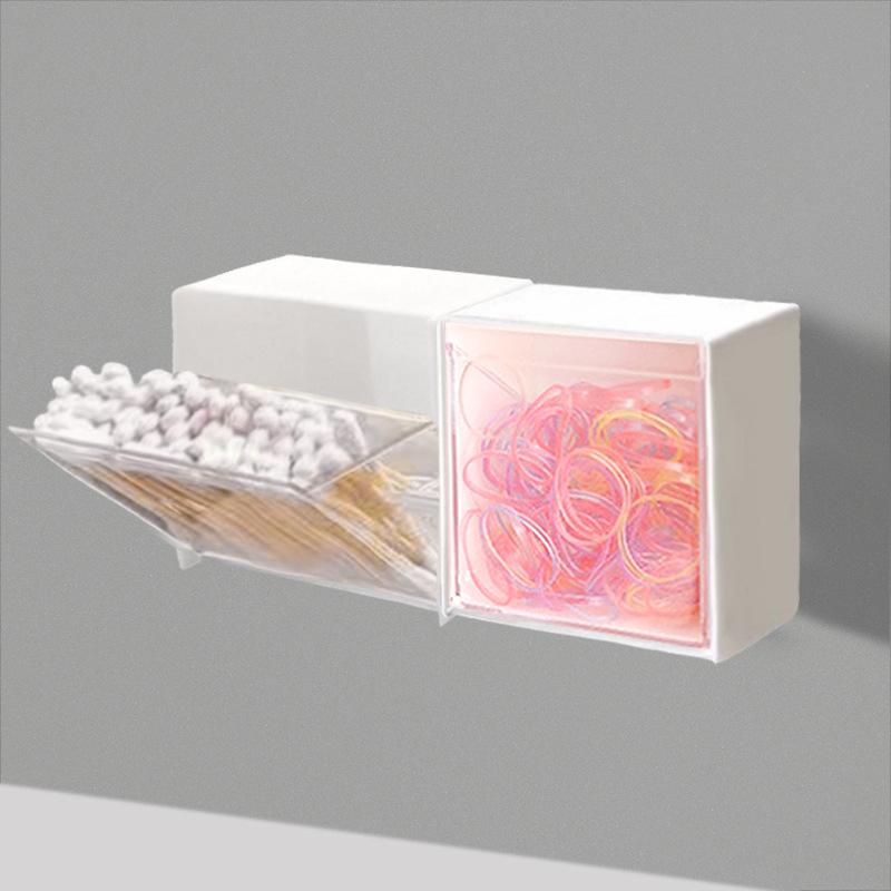 Wall-mounted storage box, household cotton pad, cotton swab storage box, puff, lipstick, headband, rubber band storage, sundries finishing box.