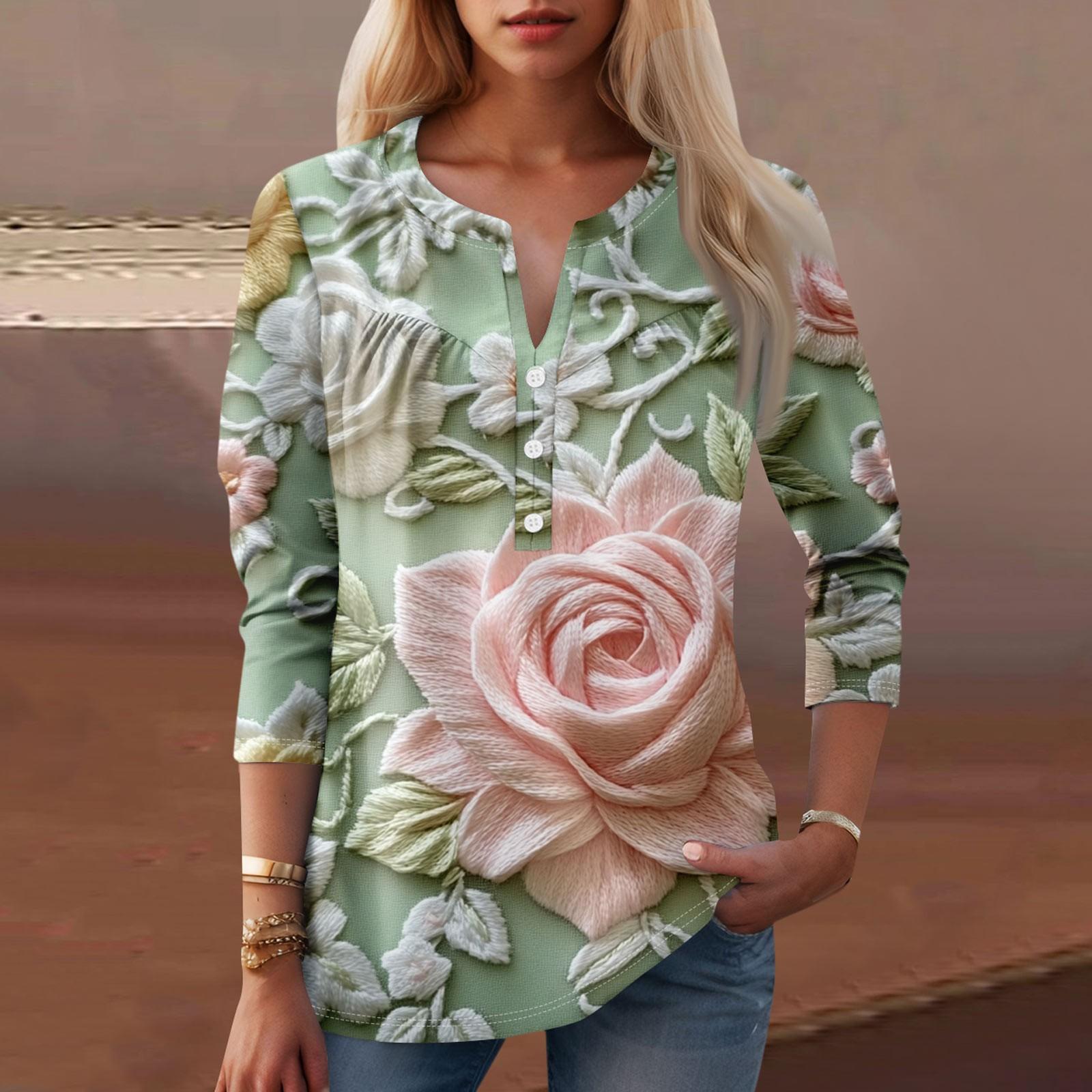 

Женская мода повседневный топ с длинным рукавом и круглым вырезом с цветочным принтом XXXL