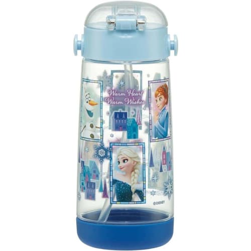Skater Water Bottle 480ml Children's Clear Bottle with Straw Disney Frozen 23 Girls PDSH5