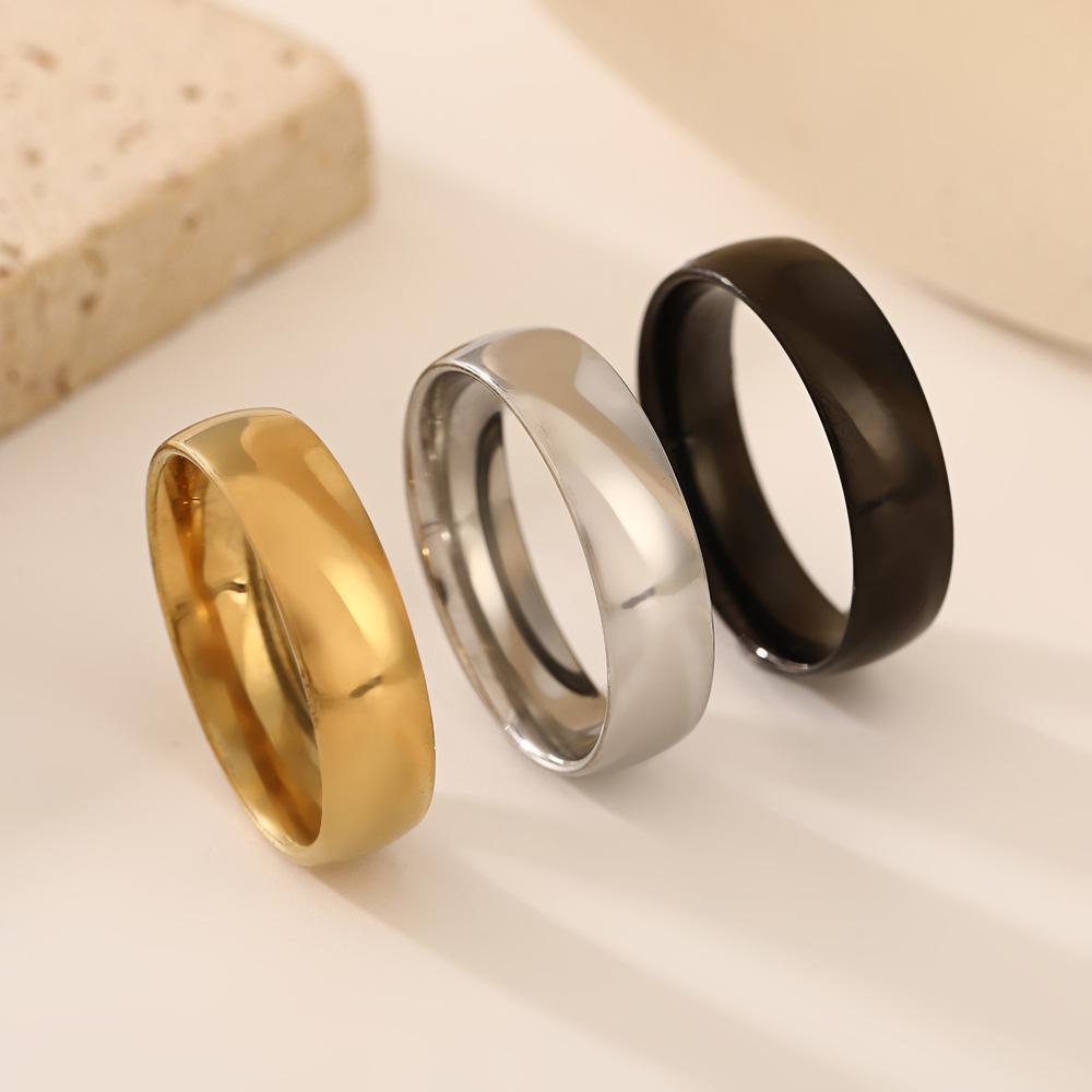 s/6MM Trendy Titanium Steel Simple Glossy Ring for Women Men Couple Multi-size Wedding Rings Party Gifts Jewelry Accessories