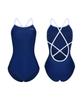 Jeteseu Women'S Hydroglide Cross Deep Teardropback One-Piece Swimsuit Navy L9A6052