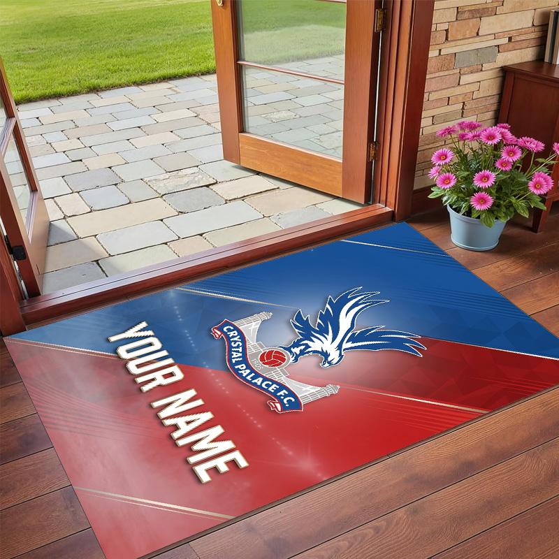 Crystal Velvet Rug Custom Name Text, Soft Non Slip Floor Mat Home DecorCrystal Palace