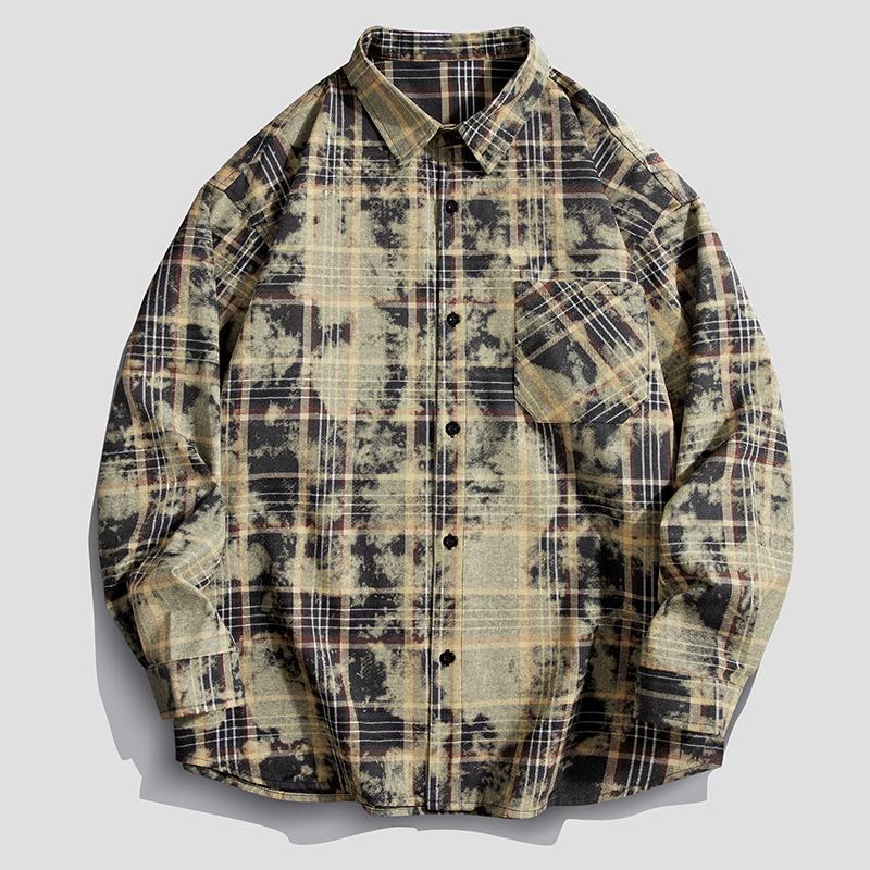 Spring Autumn Long Sleeves New Oversize Shirt For Men's Plaid Harajuku Clothing Casual Hawaiian Shirt