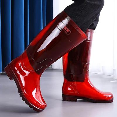 Chaussures Homme Imperméables PVC Antidérapantes Bottes de Pluie Homme Mocassins Vêtements de Jardin Résistants à l'Usure Bottes en Caoutchouc Nouveau Designer Pêche