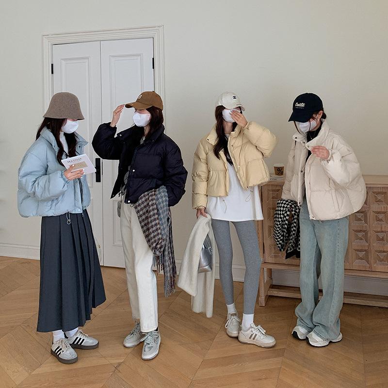 Down cotton jacket padded clothes women's 2025 autumn and winter new cropped ins padded jacket thickened Korean version of warm bread jacket