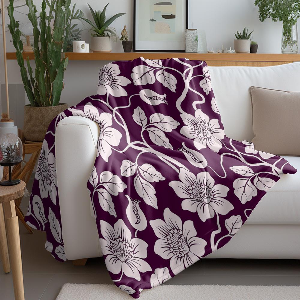 Soft Velvet Throw Blanket Floral Pattern Sofa Bed Living Room Decorative Blanket for Home Decor