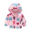 2-9 Years Kids Spring Autumn Thin Hooded Coat Printed Zipper Outwear