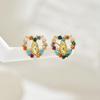 Women Boho All Match Zircon Love Heart Mary Ear Stud Earring