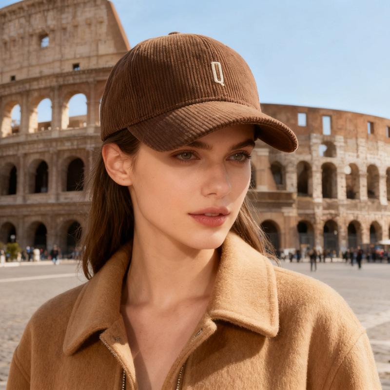 Autumn Winter Corduroy Baseball Cap Women Retro Cap Men Outdoor Hard Top Cap