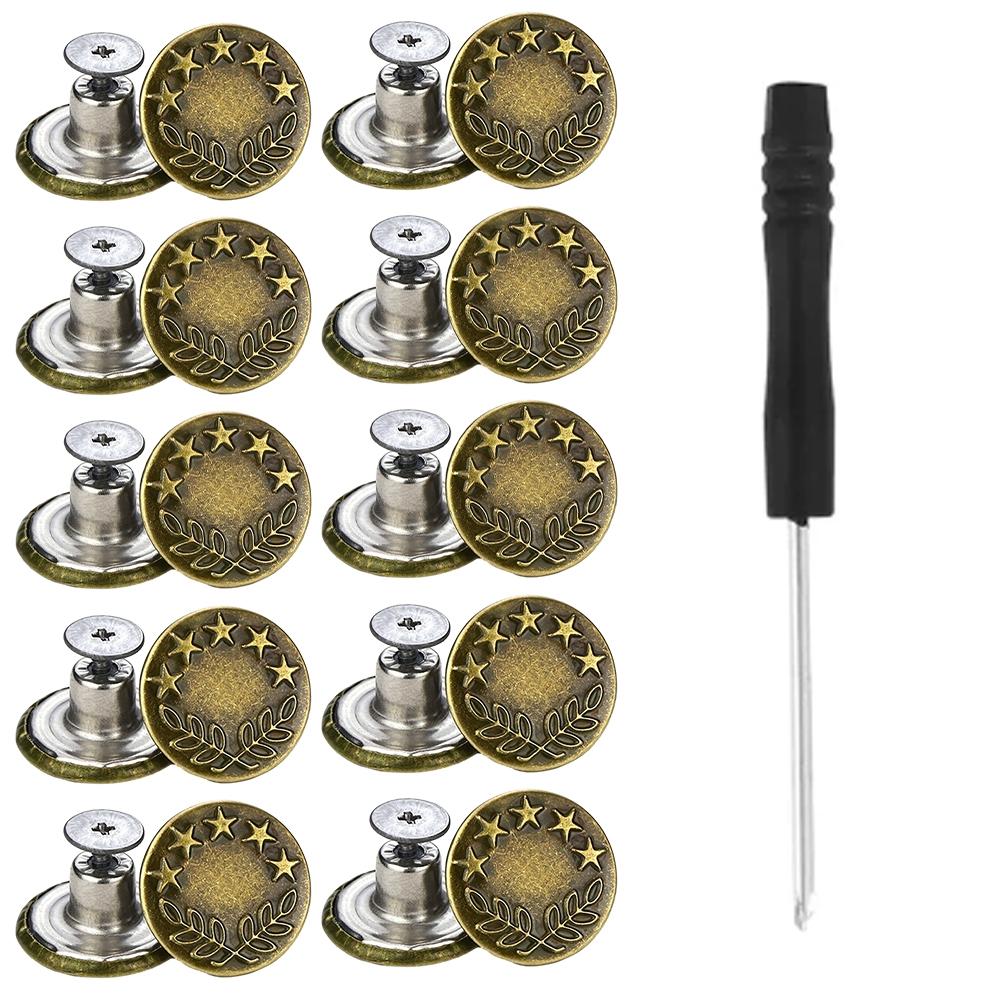 Screw Button Metal Jean Button Repair Replacement Metal Jeans Buttons