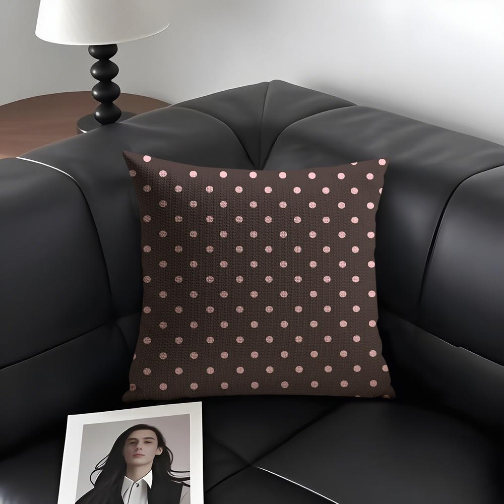 Polka Dots Ins Cushion Cover Natural Linen Organic Fabric Double-Sided Printing Sofa Home Decor Gift Pillow Case