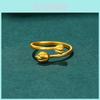 Exquisiter vietnamesischer Zwei Welten Freude Ring Elegantes Messing Vergoldet Lotus Design