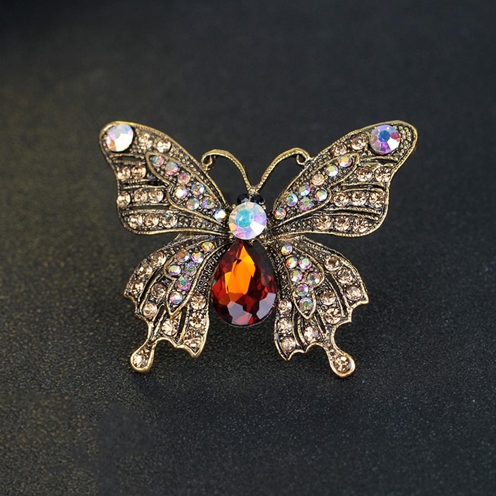 Women Retro Butterfly Alloy Brooch All-match Breastpin Wedding Party Jewelry