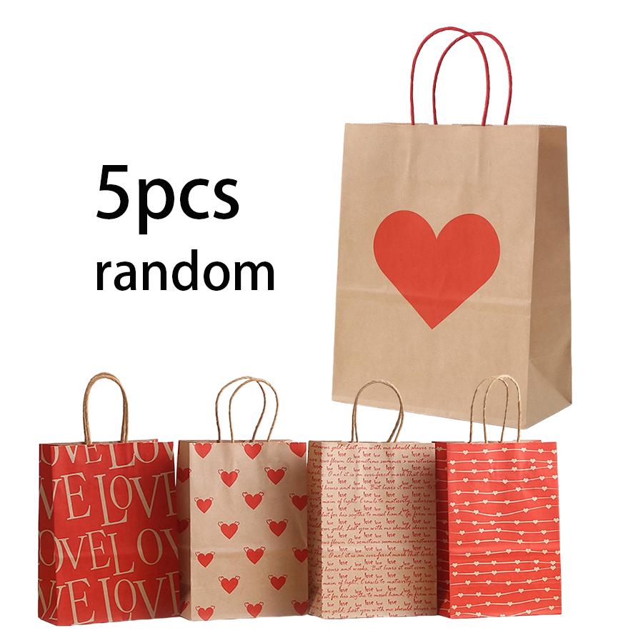 

5/15pcs Kraft Paper Tote Bag Large Capacity Gift Packaging Supplies Daily Storage for Store Special Festival Wedding XJM 15x8x21cm