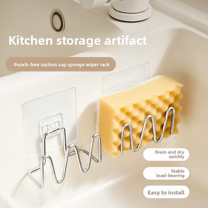 Stainless steel sponge drip tray, sink cover storage rack, wire ball holder for pots, storage rack for utensils, no-drilling towel holder, hook