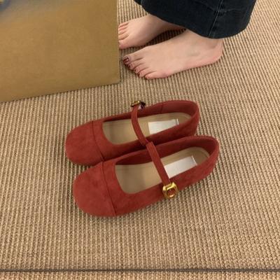 Retro Niche Ballet Round Head Shallow Mouth Single Shoes Women's Spring and Autumn New Flat Mary Jane Shoes