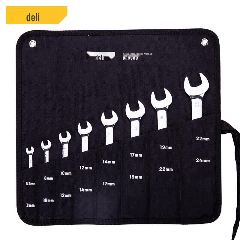 Deli 8-Piece Double-ended Open-end Wrench Set 6-24mm 8-Piece 6-24mm