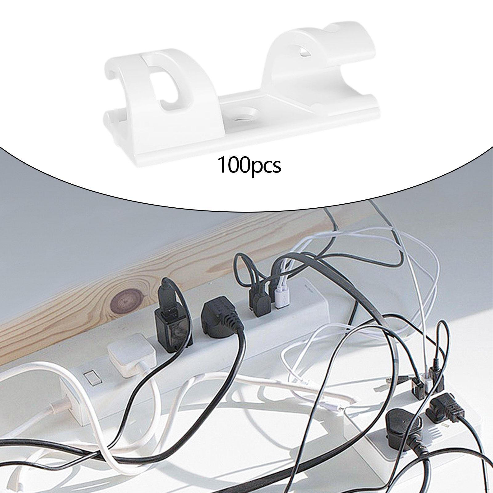 

100 Pieces Cable Clips Organizer Fixed Clamps Easy to Install Utility Management Cord білий