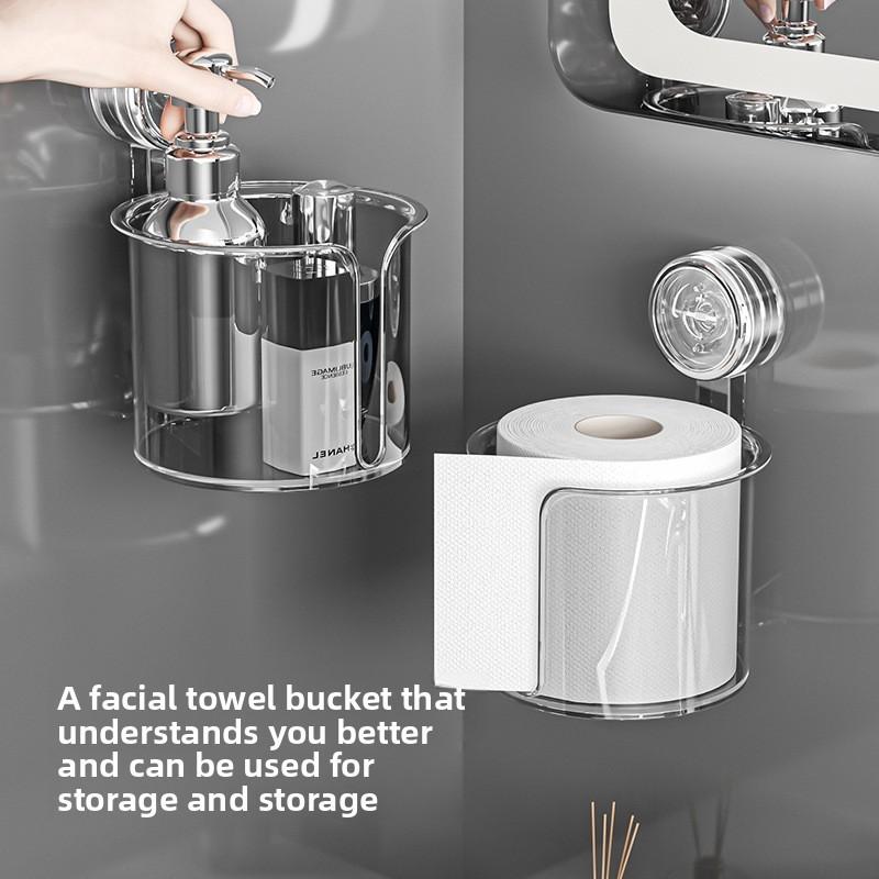 Plastic Suction Cup Toilet Paper Holder With Wall Mount For Bathroom Storage And Home Use